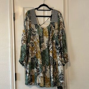 Anthropologie multi colored patterned long sleeve dress